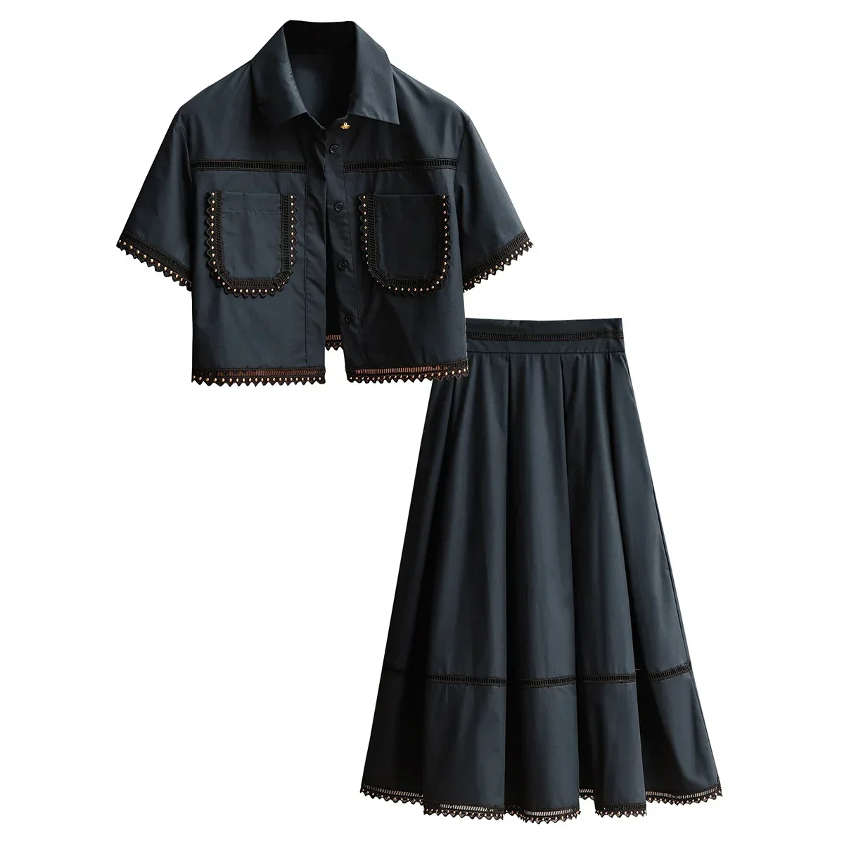 Formal 2023 French Short Jacket 2 Piece Dresses Womens Y2k Simple Pleated Long Skirts Up Fashion Temperament Aesthetic Clothing