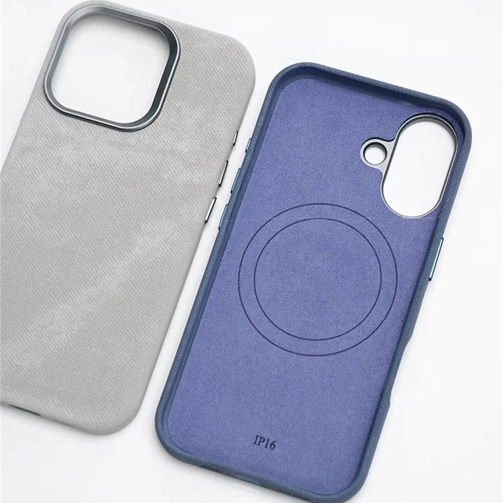 เคสหนังใยสังเคราะห์หรูหรา ป้องกันการกระแทก สำหรับ iPhone17 ProMax 16 15 14Plus 13 17Air รองรับ MagSafe ชาร์จไร้สายแบบแม่เหล็ก ฝาหลัง