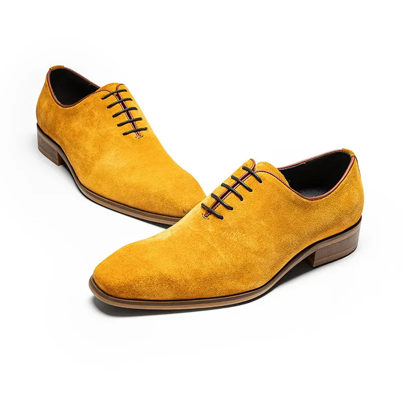 

Luxury Cowhide Suede Mens Dress Shoes Genuine Leather Handmade Quality Fashion British Trend Elegant Wedding Oxfords Shoes Male