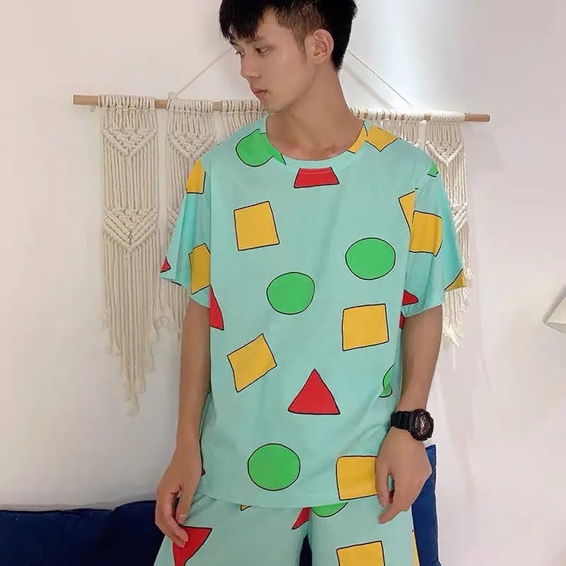 جديد بيجامة سين تشان رجل بيجامة شينشان القطن الصيف مجموعات قصيرة بيجامة يابانية للأزواج رجل وامرأة ملابس خاصة 2024