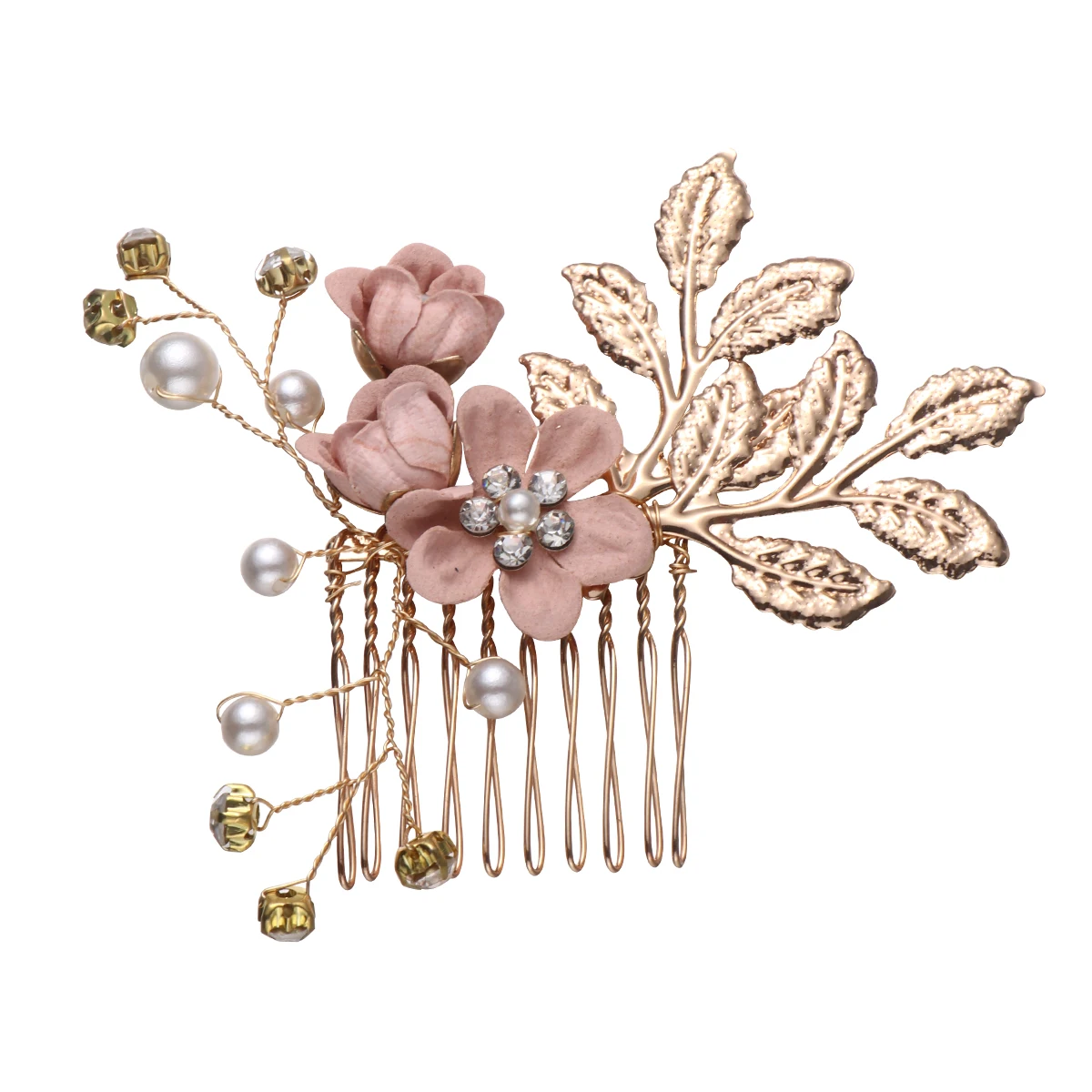 

Rhinestone Hair Comb Artificial Flower Pearl Bridal Accessories Wedding Party Occasion Prom Hairpin Styling Updo