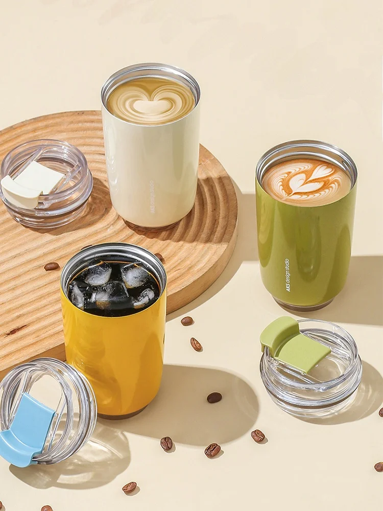 

Aks Stainl Steel Coffee Cup Women's Thiened Straight Drinking Vacuum Insulated Cup Creative Portable Travel Mug Cup