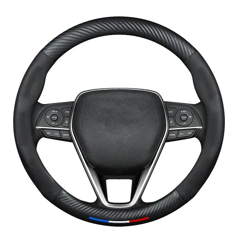 Car Carbon Fiber Leather Steering Wheel Cover For Toyota Camry RAV4 Corolla 86 Reiz Wish CHR Celica Vitz Highlander Yaris Avalon