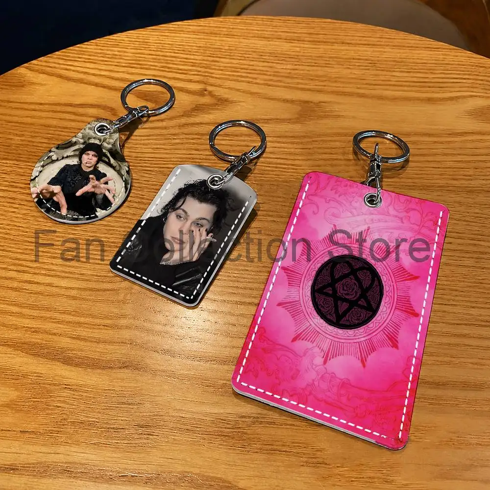H-HIM Band V-Ville V-Valo Leather Keychain Badge Holder with Lanyard - ID/Access Card Holder, Key Ring Accessory, Gift Option