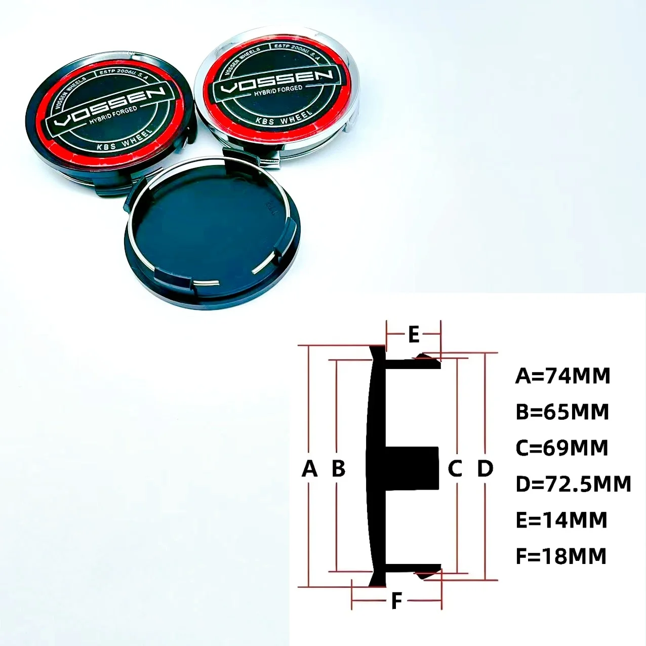 4PCS/lot 3D 74MM VOSSEN Emblem Logo Car Wheel Center Hub Caps Wheel Center Cap Decoration Auto Styling Rim Hub Cap