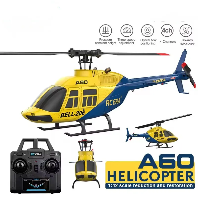 

2.4G 6-Aixs Gyroscope 4CH Altitude Hold Optical Flow Remote Control Helicopter One-Key Lift/Lower Drone Simulation Aircraft Toy