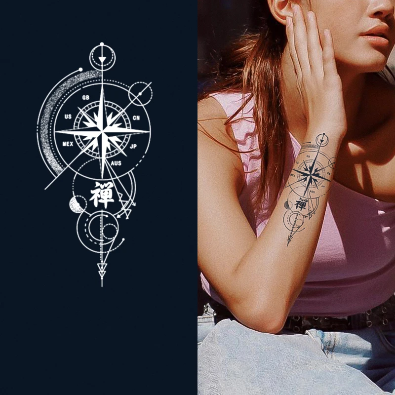 

1pc Retro Temporary Tattoo Sticker for Men Women Long-Lasting 1-2 Weeks Waterproof Body Anchor Tattoo Stickers 타투스티커