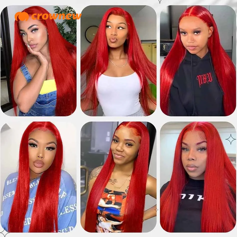 Red Straight Frontal Wig Human Hair 250% Red Human Hair Wig Pre Plucked 13X4 Hd Lace Front Wigs Red Lace Front Human Hair Wigs