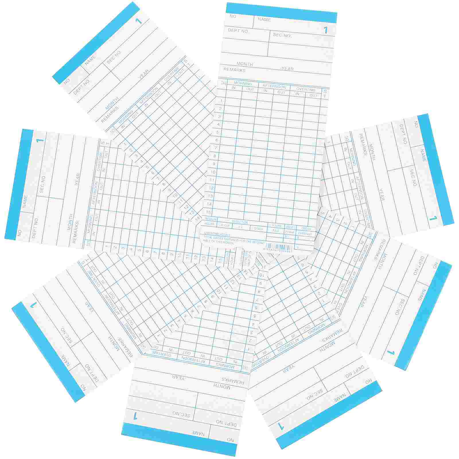 Carte di carta per presenze Carte Registrazione Forniture per ufficio Tempo di utilizzo fronte-retro