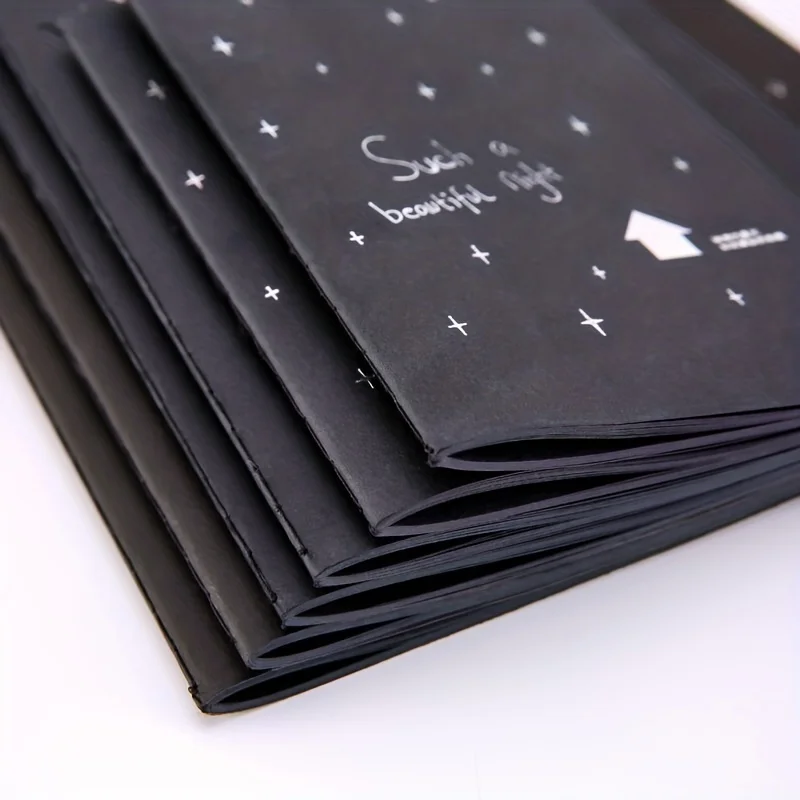 2PCS, Creative Blank Black Paper, diary, DIY Doodle Black Sketch Drawing, Primary School Nnotebook Hand Book Learning Stationery