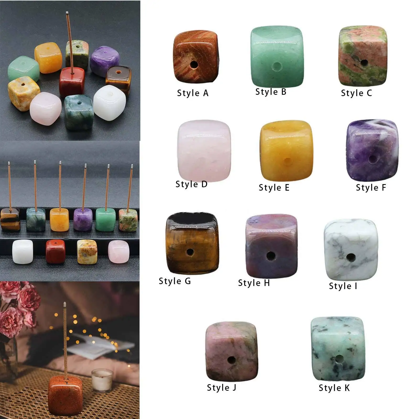 Gemstone Incense Holder Ash Catcher Agate Stone Incense Holder for Meditation Room Counters Office Home Utilities Great Gift