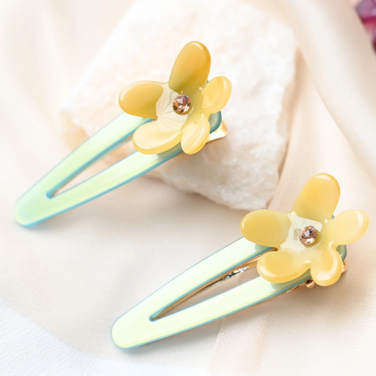 9 سنتيمتر طويلة Yinminez خلات مقاطع الشعر التمساح زهرة المشابك مع أحجار الراين إكسسوارات الشعر الأنيقة #4