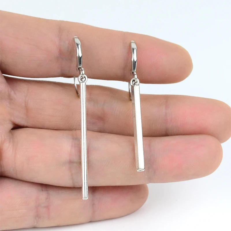 Square Circular Stick Asymmetry Drop Earrings For Women Geometric Dangle Earrings Metal New Design Jewelry Women Ear Clip S196