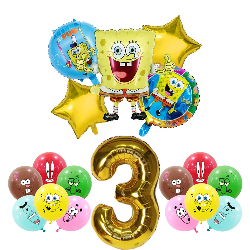 SpongeBob Geburtstag Party Dekoration Aluminium Folie Ballon Für Kind Event Liefert Einweg Geschirr Banner Hintergrund Geschenk