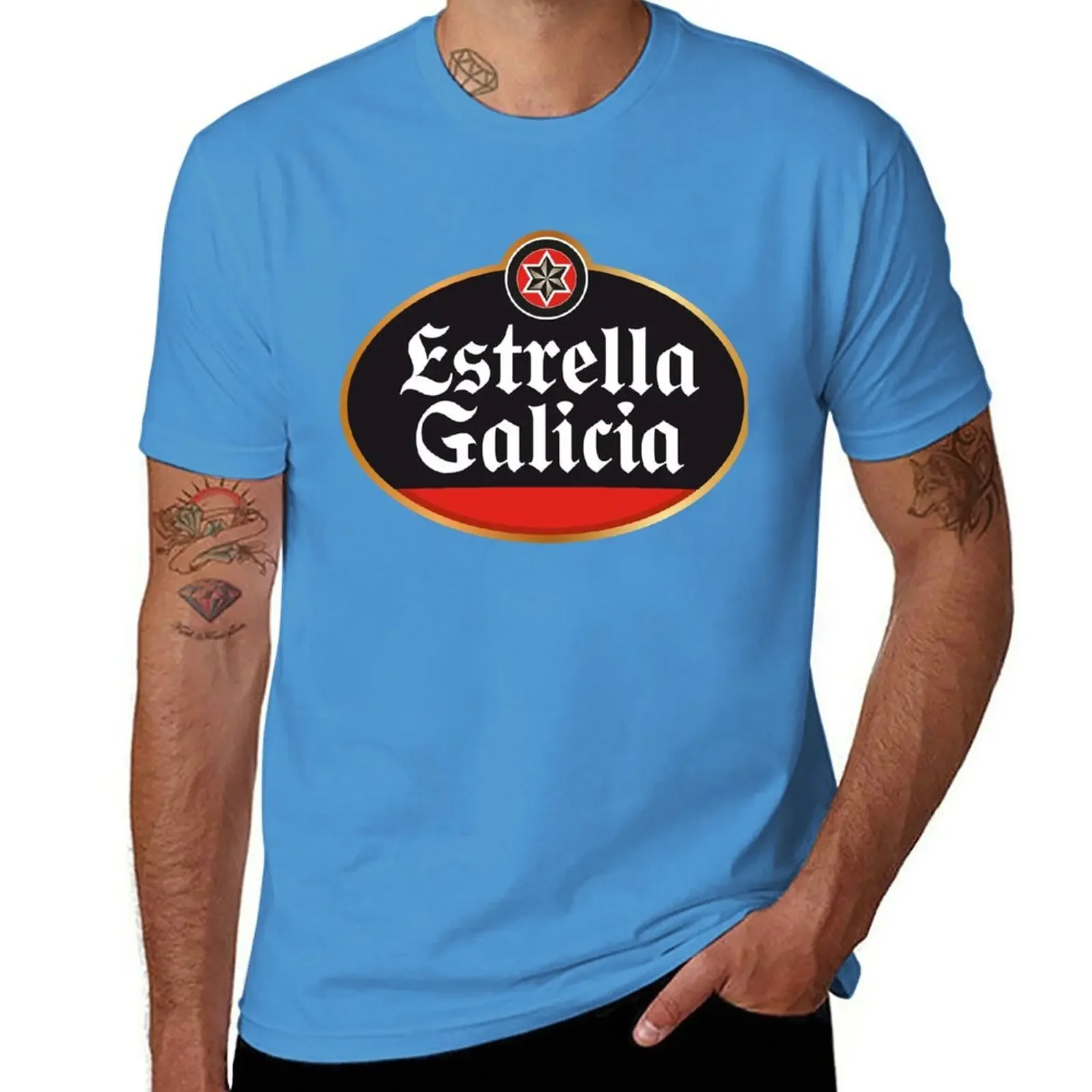 oversized t shirt summer tops mens t shirt New Estrella Galicia For Fans T-Shirt black t shirt  mens clothing harajuku oversized