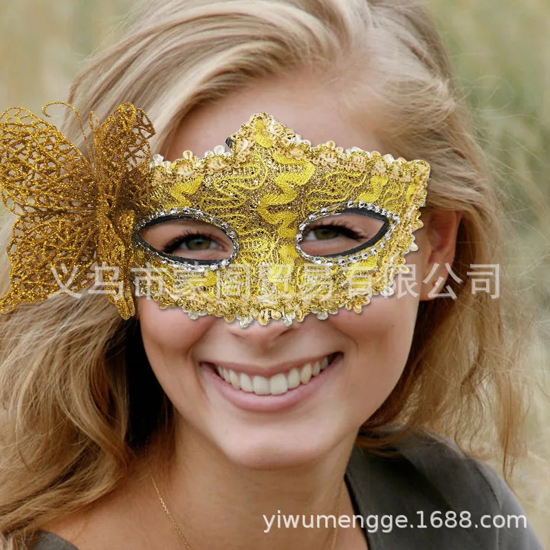 Demi-masque facial papillon sur le côté, masque de princesse, masque pour les yeux d'Halloween, boule de maquillage de fête, masque en dentelle sexy, masque vénitien