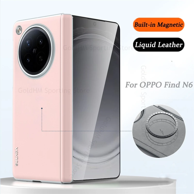 

Built-in Magnetic Wireless Charger Hinge Case For OPPO Find N6 5G Luxury Liquid Leather Protection Cover For Oppo Find N5 Fundas