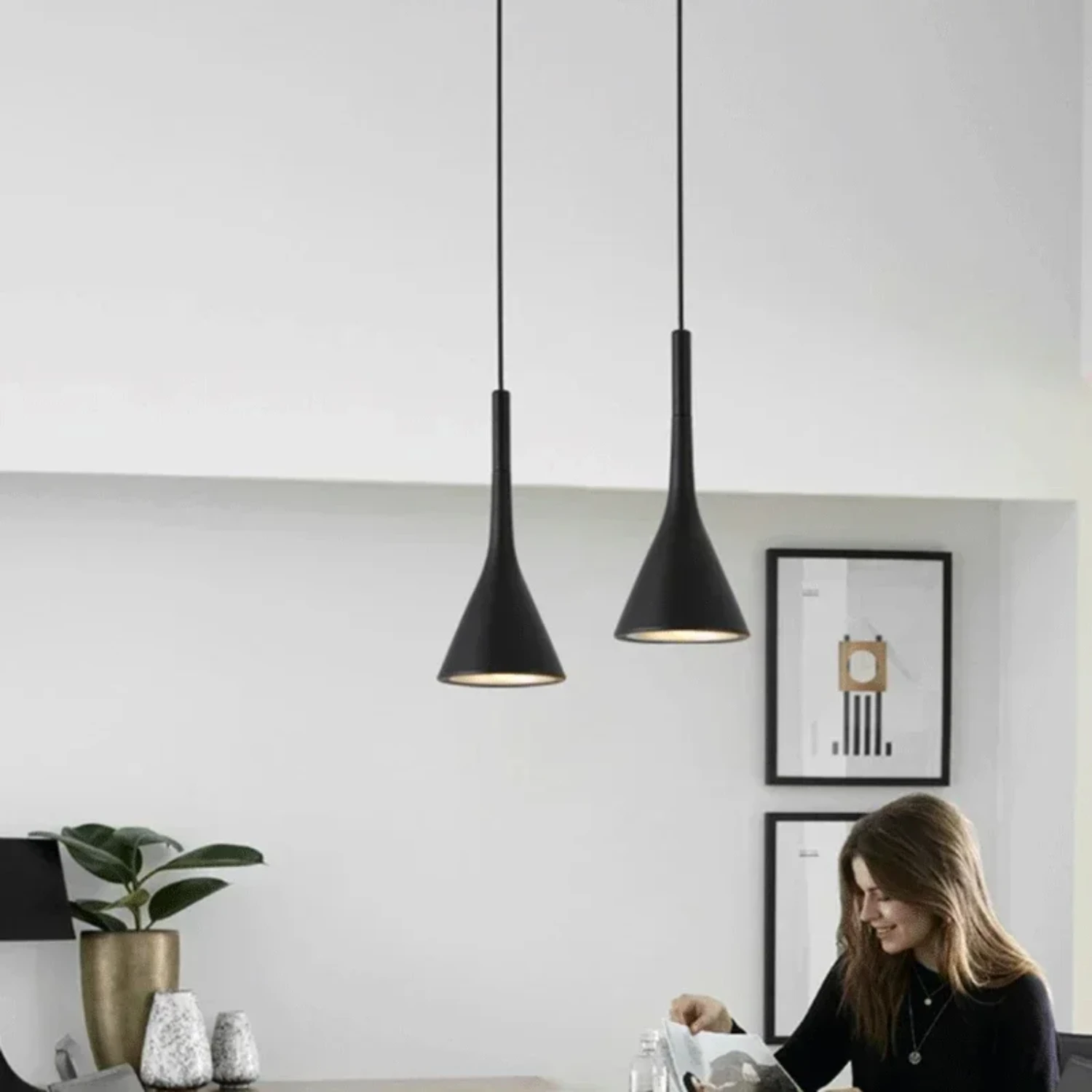 Luzes pendentes nórdicas elegantes, Cabeças ajustáveis e lâmpada E27 Edison, Quarto acolhedor, Elegante e moderno, Novo e moderno