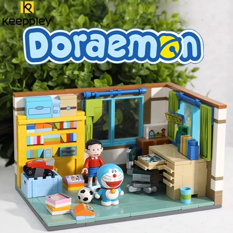 Keeppley blocos de construção animação doraemon nobita quarto fundo cimento modelo ornamentos quebra-cabeça emenda brinquedo coleção presente