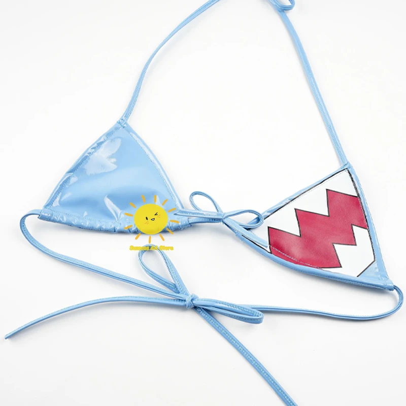 Sexy Cosplay Blue Swimwear Shark Bikini Cosplay Bodysuit Anime Glossy Uniform Bikini Halloween Carnival Party for Women Girls