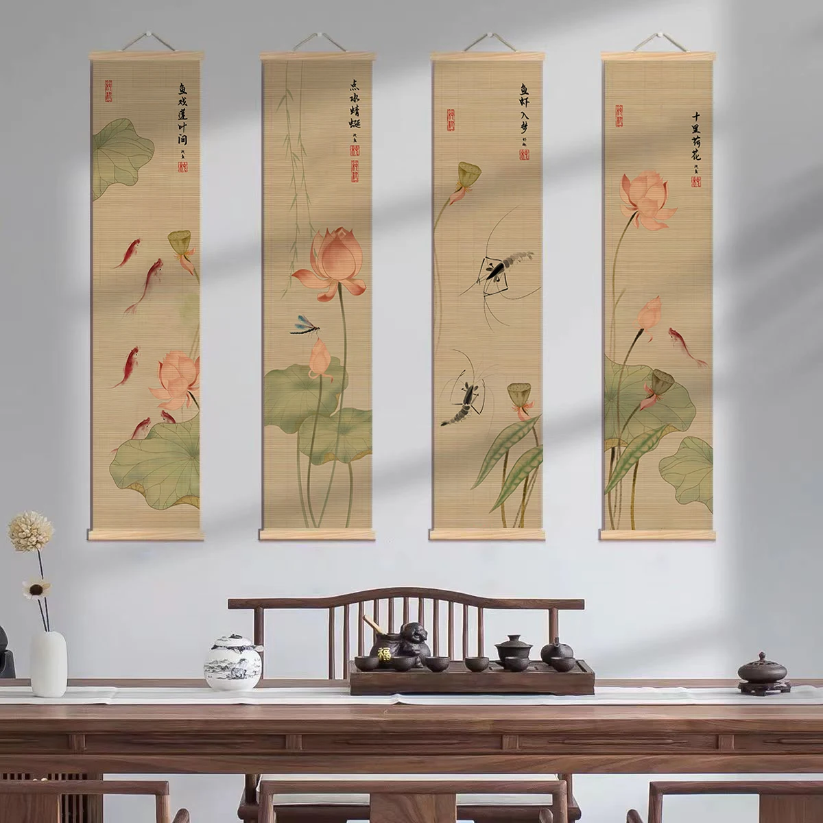 Chinese Style Bamboo Curtain Decoration Painting Study Living Room Background Wall Foyer Painting Tea Room Zen Bamboo Painting
