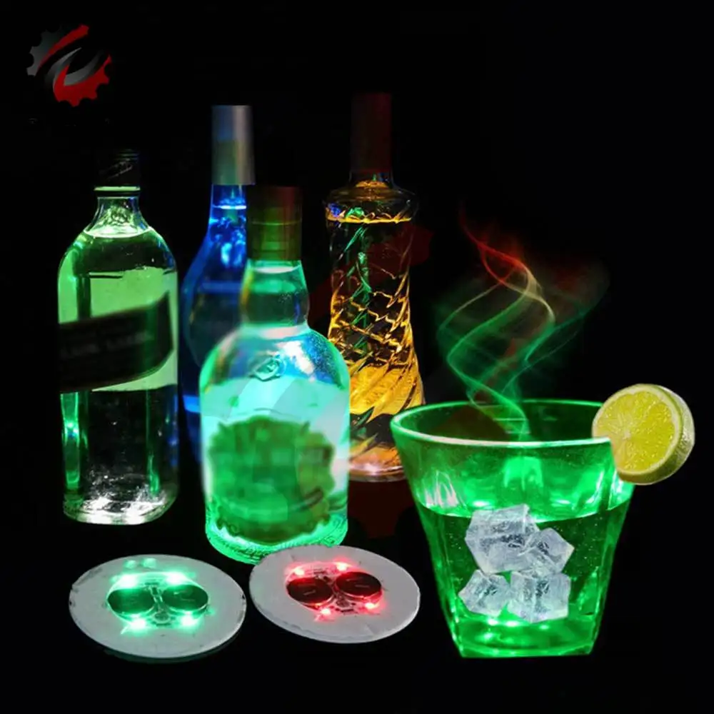 4LED Bottle Light Stickers Glow Coaster Super Bright Lamp for Xmas New Year Wedding KTV Bar Drink Cup Glorifier Mat