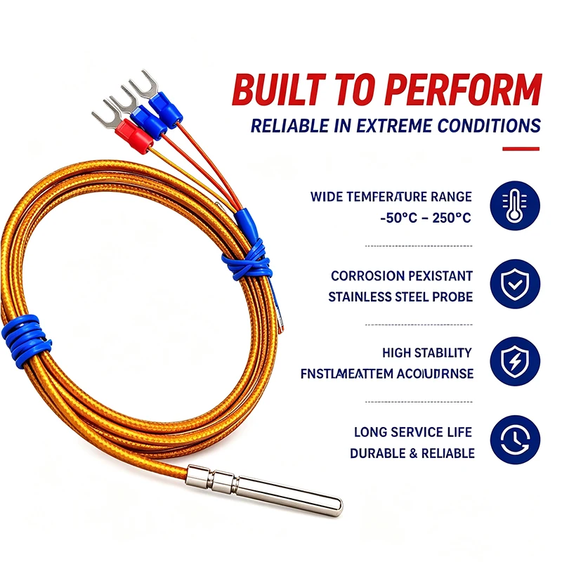 PT100 Temperatursensor-Sonde Φ4x30mm -50~350 ° C RTD Hochtemperatursensor für Verpackungsmaschinen in der Lebensmittelverarbeitung – Detail 3