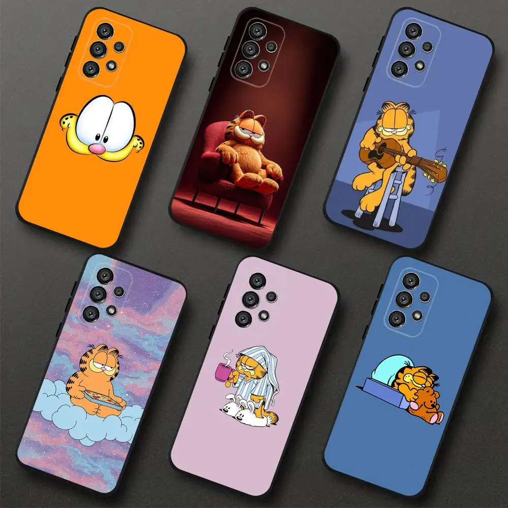 

Cute Cat G-GarfieldeS Phone Case For Samsung S 25,24,23,22,30,21,10,9,Ultra,Plus,Lite,FE,4,5G Black Soft Case