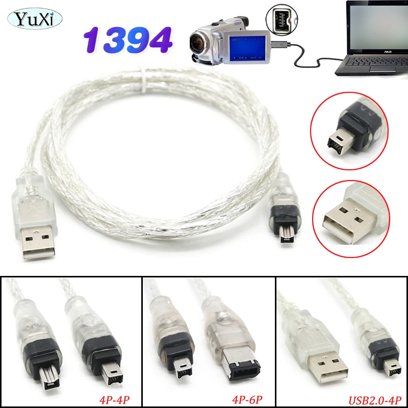 

1 шт. кабель для передачи данных 1394 Firewire USB к 4P 6P к 1394, соединительный кабель IEEE 1394 для видеокамеры, аксессуары для DV-карты