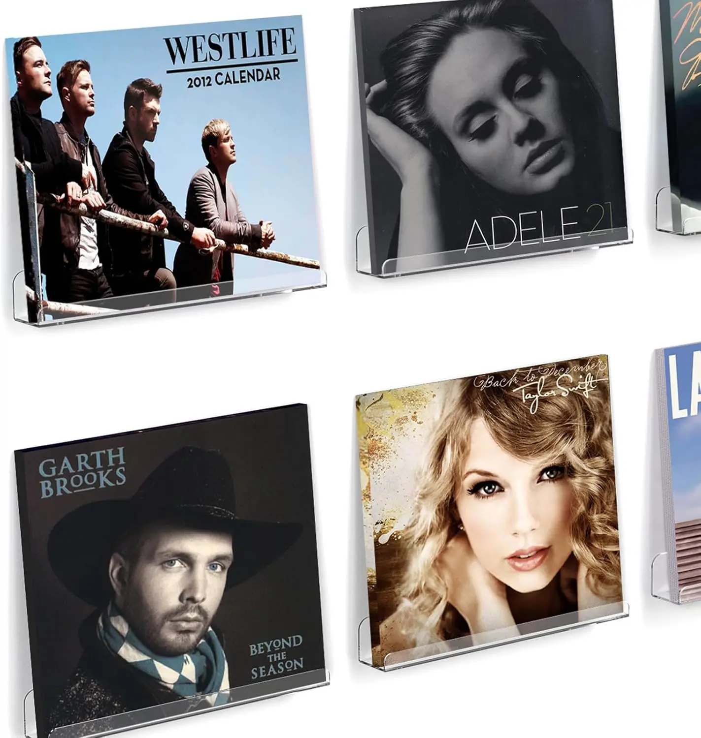 

6 Pack Clear Vinyl Record Shelf Wall Mount, 12 Inch Floating Display for Albums, Books, Magazines