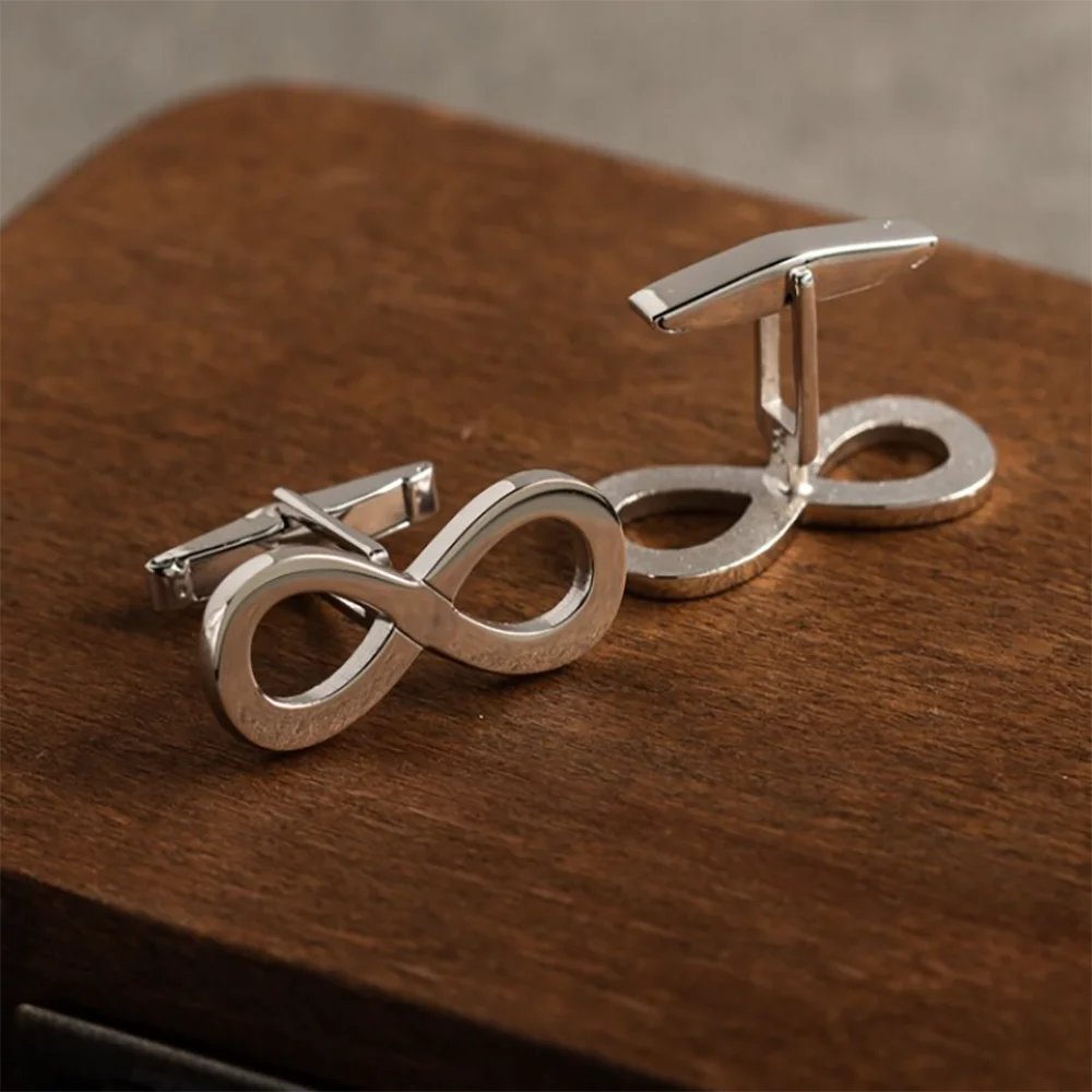 Minimalist Stainless Steel Infinite Mathematical Symbol Cufflinks, Versatile And Personalized, Suitable For Shirts, Suits, Pants