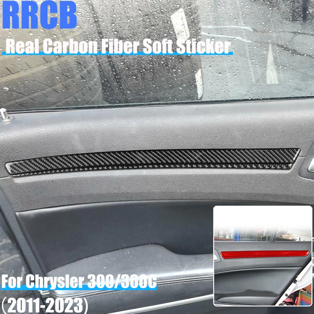 

Real Carbon Fiber Car Accessories Door Armrest Panel Decorative Trim Cover Soft Sticker For Chrysler 300 300C 2011-2023