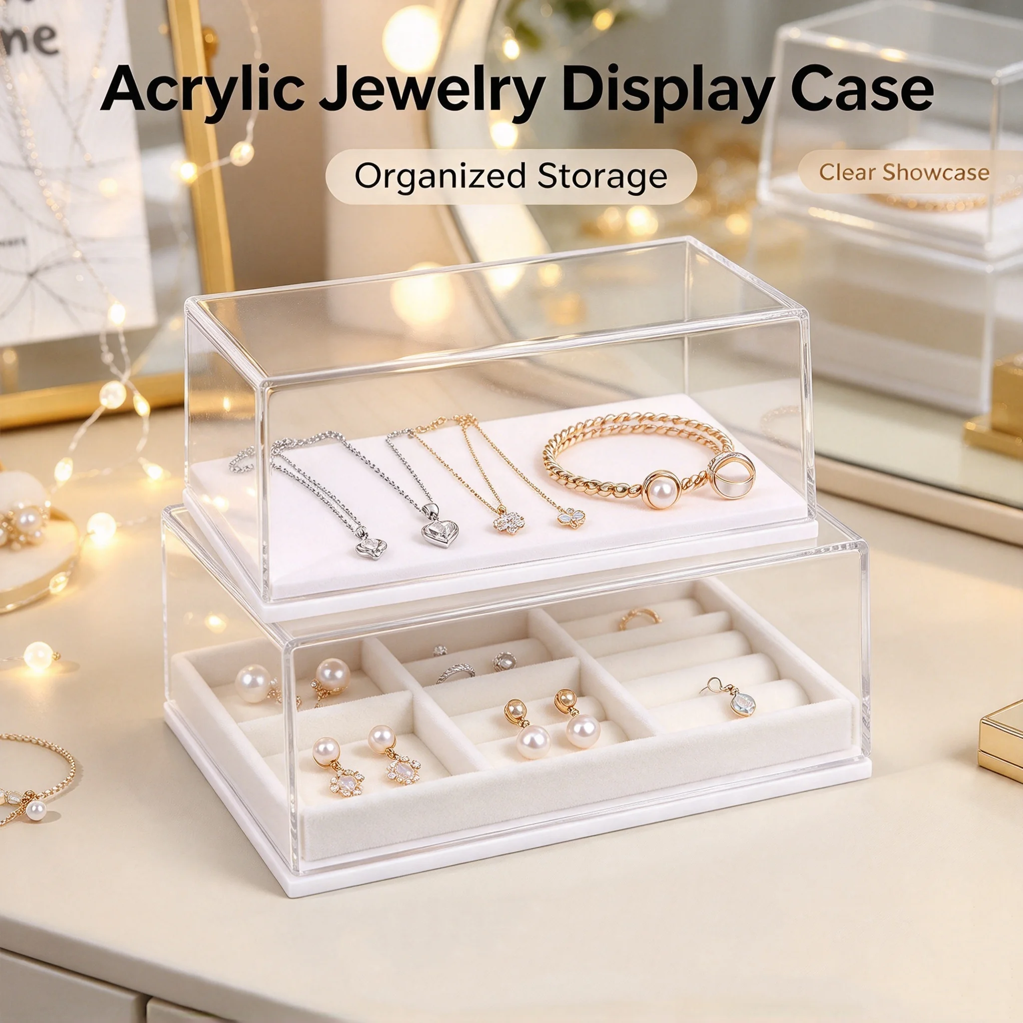1PC Transparent Acrylic Model Display Box Household Jewelry Accessories Storage Box Dustproof Storage Supplies