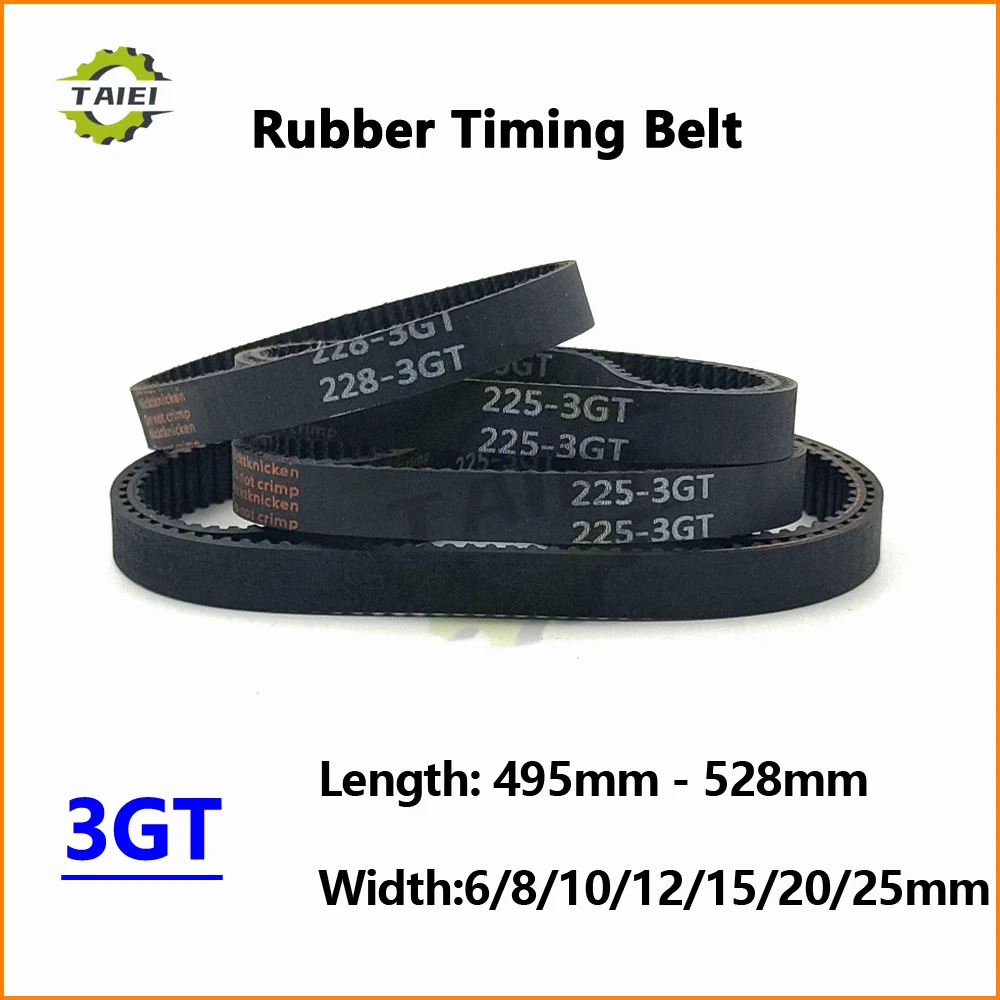 

3GT Rubber Synchronous Belt Length 495 498 501 504 507 510 513 516 519 522 525 528mm Width 6-25mm GT3 Timing Drive Toothed Belt