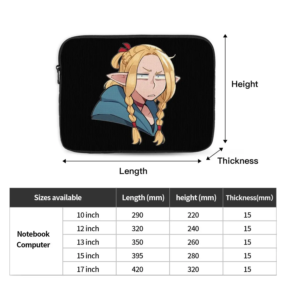 Dungeon Meshi Senshi Delicious In Dungeon Notebook Laptop Bag Case Pouch 10 12 13 15 17 Inch Notebook Tablet Shockproof Case Bag