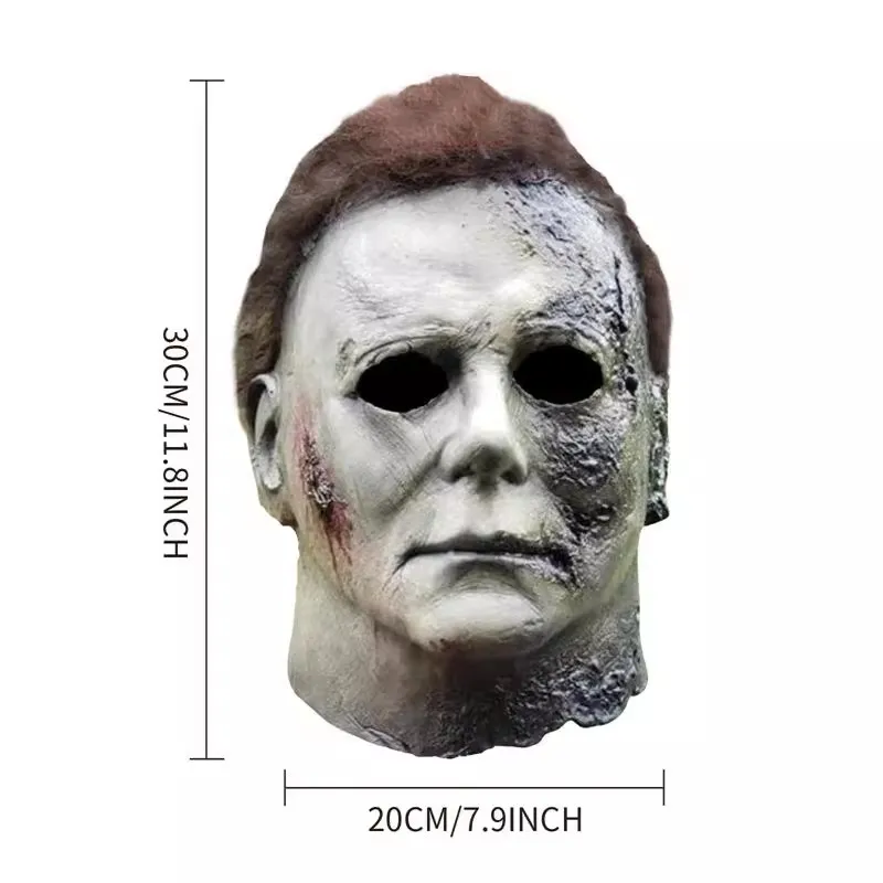 Halloween Michael Myers Maske beängstigend Killer Vollkopf maske gruseliges Feuer brennen Narbe Latex Gesichts maske Cosplay Kostüm Party Requisiten Messer