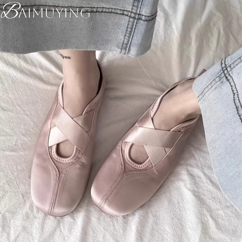 

Women Square Toe Ballet Flat Sandals Sport Shoes Loafers 2025 Trend Soft Sole Marie Janes Shoes Summer Shallow Zapatillas Mujer