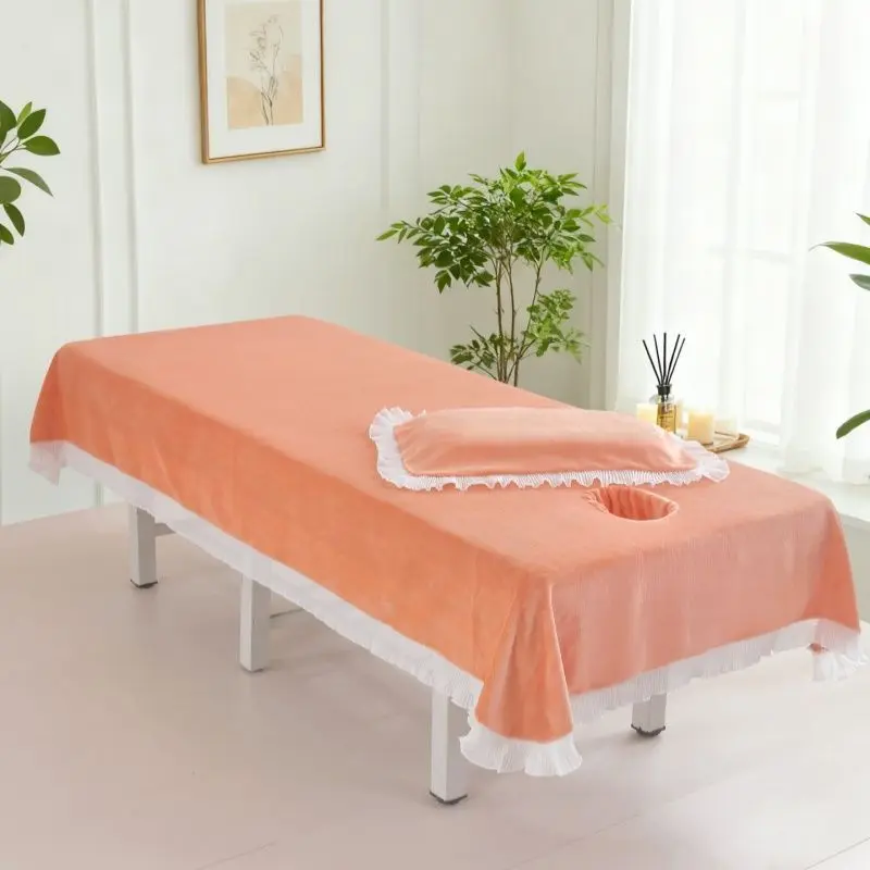 

Velvet Beauty Salon Bed Cover Soft Thickened Bed Sheet Special Breathable And Perforated Flat Bed Sheets For Spa Clubs