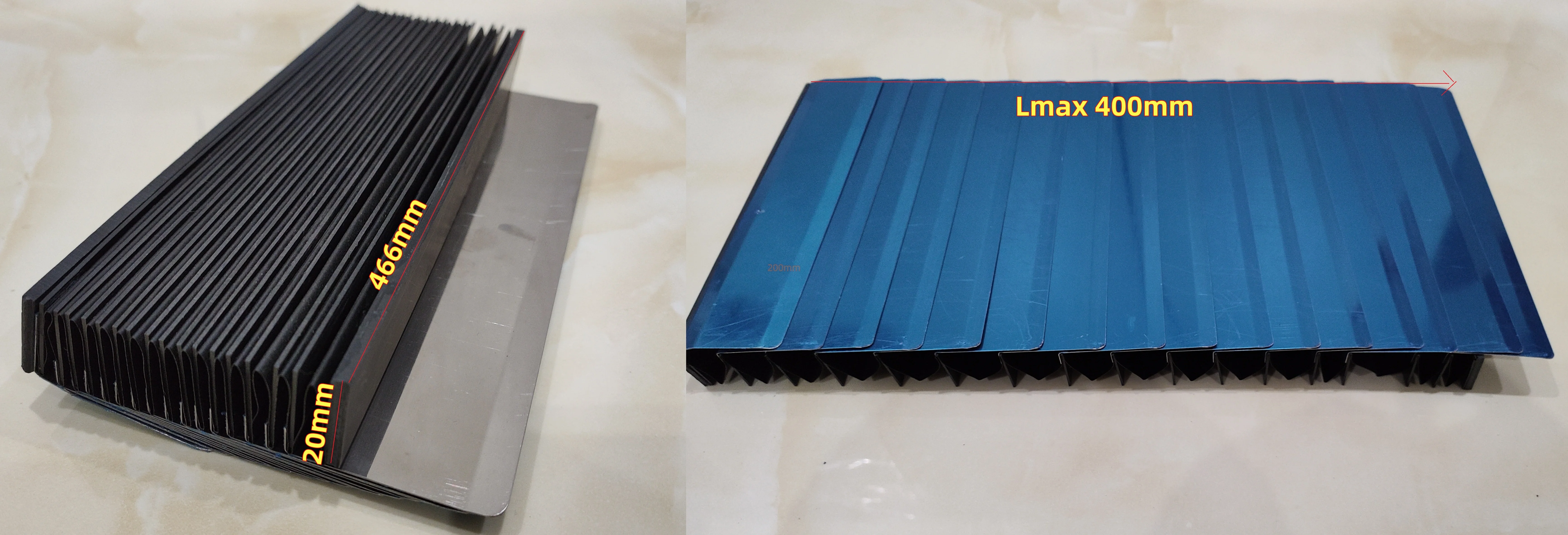 Steel CladdingProtective Dust Cover Cloth Rail Telescopic Shield Machine Guard Dust-proof Water CNC Bellow,466mmx20mmxLmax 400mm