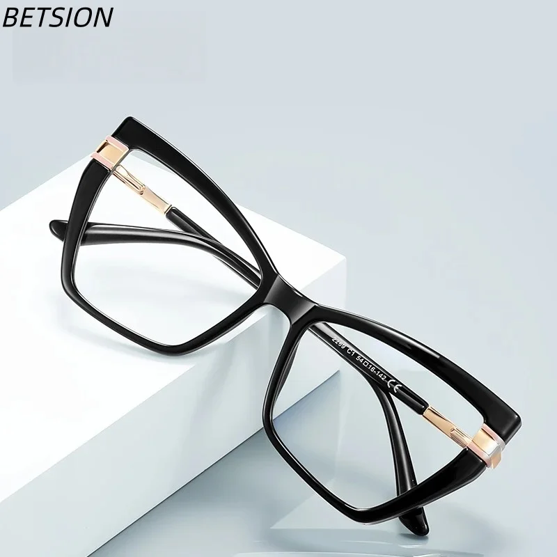 BETSION Fashion Oversized TR90 Cat-Eye Design Women's Reading Glasses Anti-blue Light Presbyopia Customizable Prescription #2245