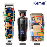 Kemei Professional Electric Hair Clipper Rechargeable Graffiti Pattern Beard Trimmer Men's Shaver KM-MAX2092 KM-MAX5090 KM-1102H