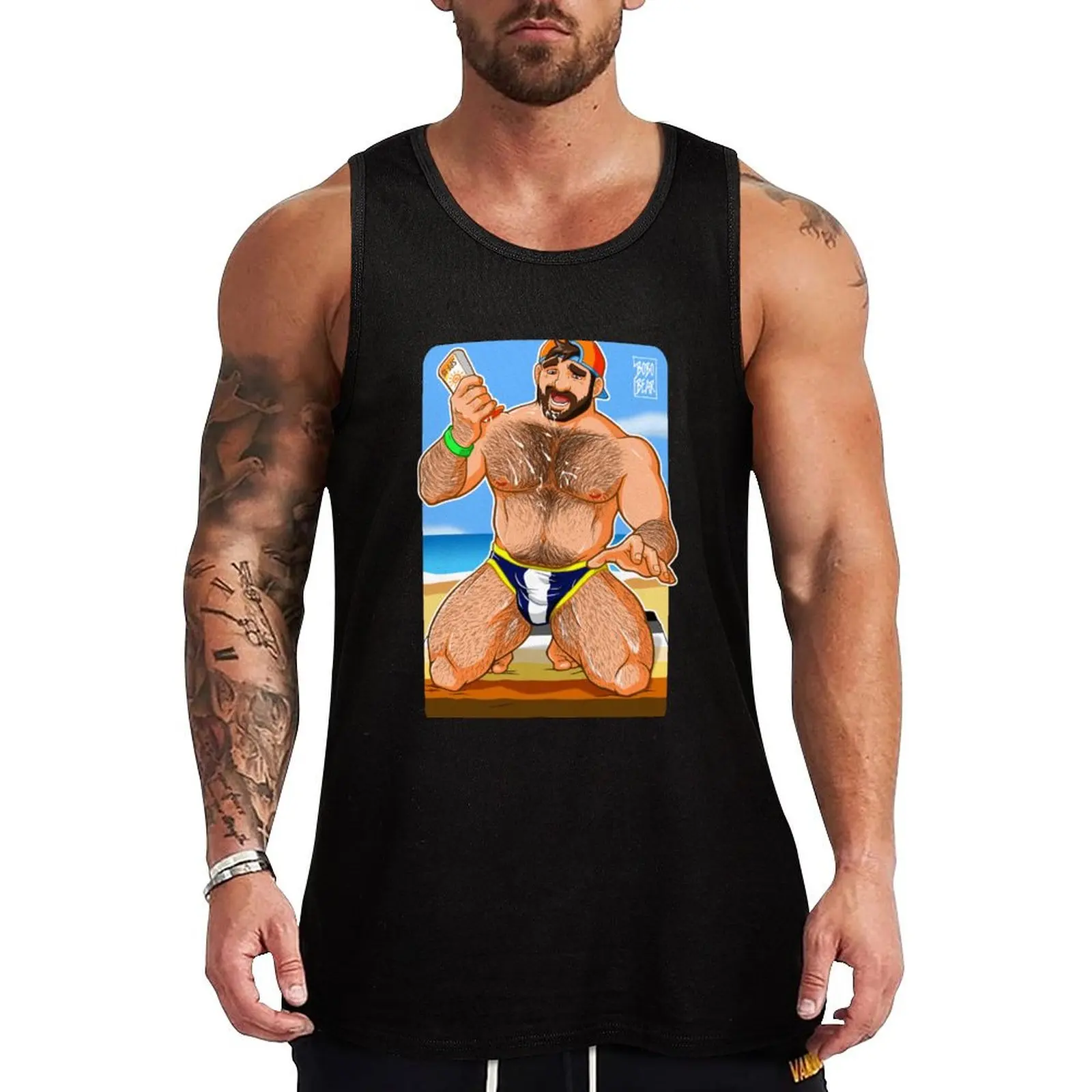

ADAM LIKES SUN LOTION Tank Top vests for men t-shirt gym man Bodybuilding clothing man Vest for boy