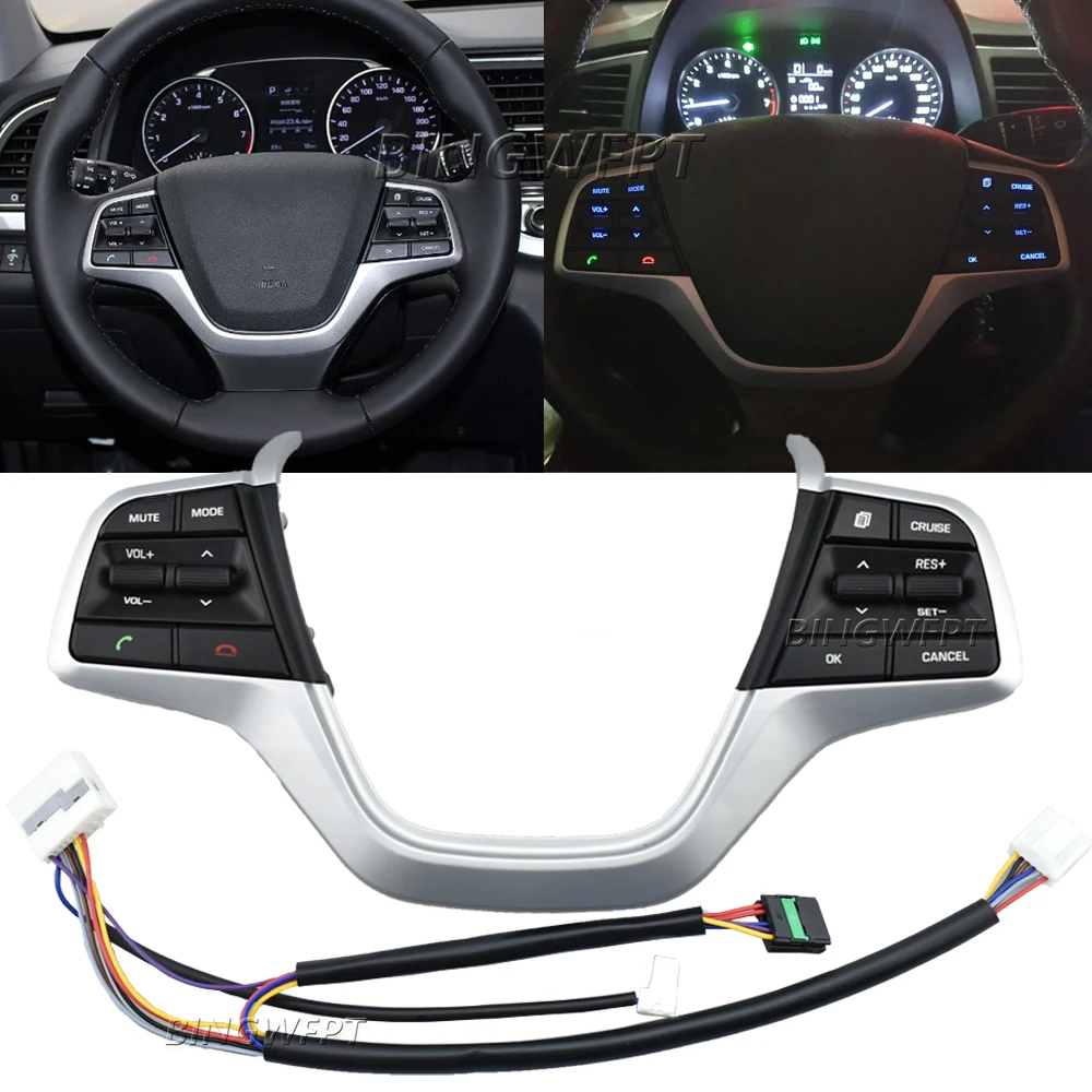 High Quality Buttons for Hyundai Solaris 1.6L 2017 2018 2019 2020 2021 2022 Cruise Control Steering Wheel Telephone Button Switc