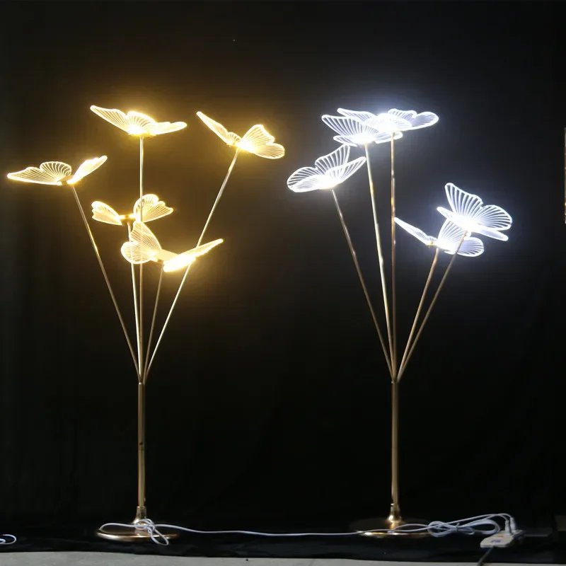 

4pcs Whole Set Wedding Acrylic Butterfly Light Wedding Background Decoration Festive DIY Road Load Walkway on Party Stage Lights