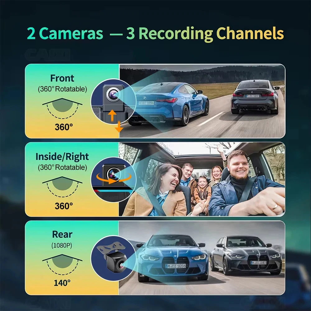 XIMA 7 inch Dash Cam 4K Car DVR Wireless Carplay Android Auto GPS Navigation Video Recorder Dashboard Dual Lens Reversing