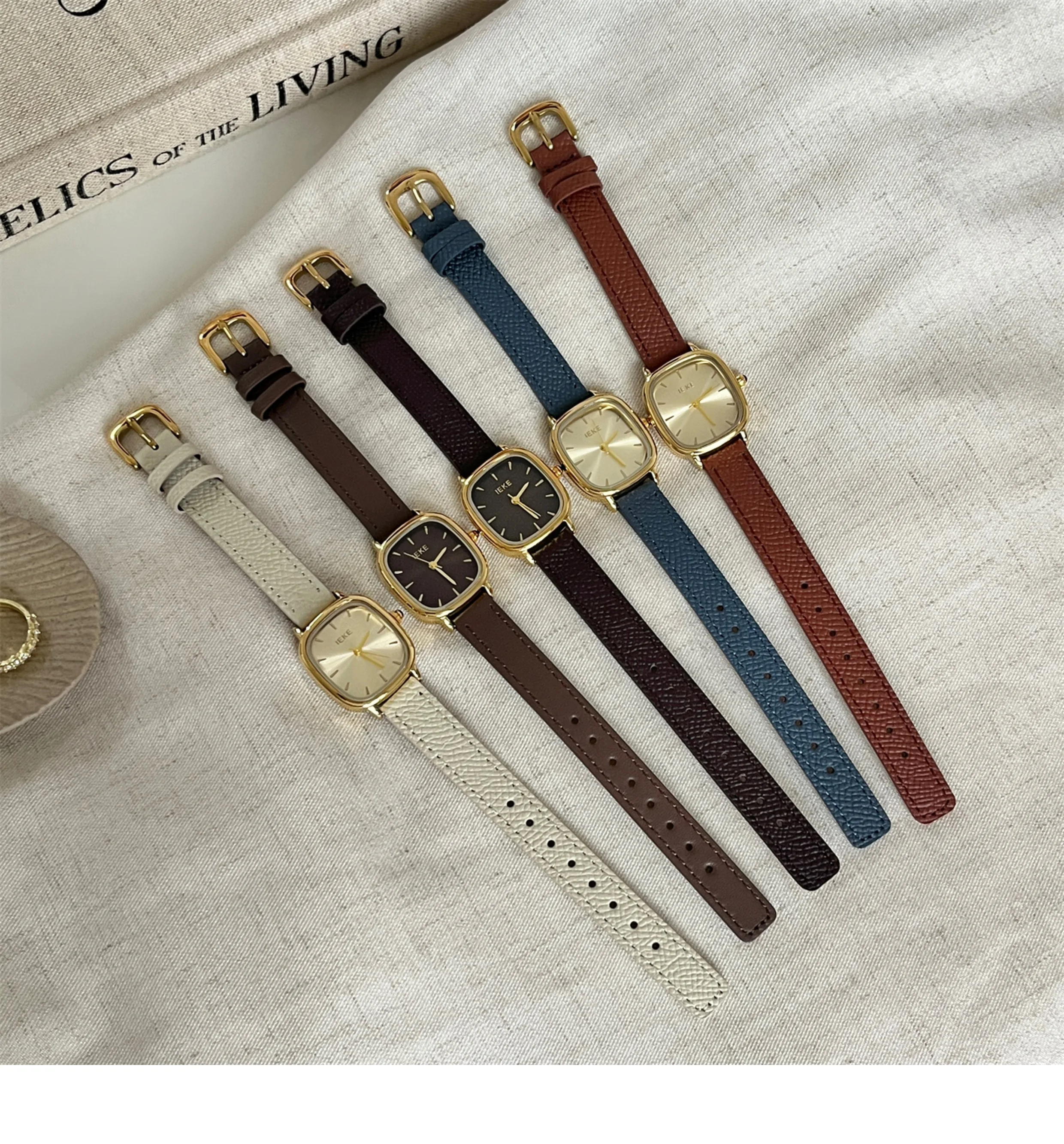 Korean temperament, brown, niche, light luxury, ins style watch, women's high-end feel, retro quartz watch