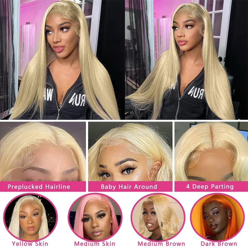 13x4 13x6 HD Transparent 613 Blonde Lace Frontal Human Hair Wigs 613 Color Wig Brazilian Bone Straight Lace Front Human Hair Wig