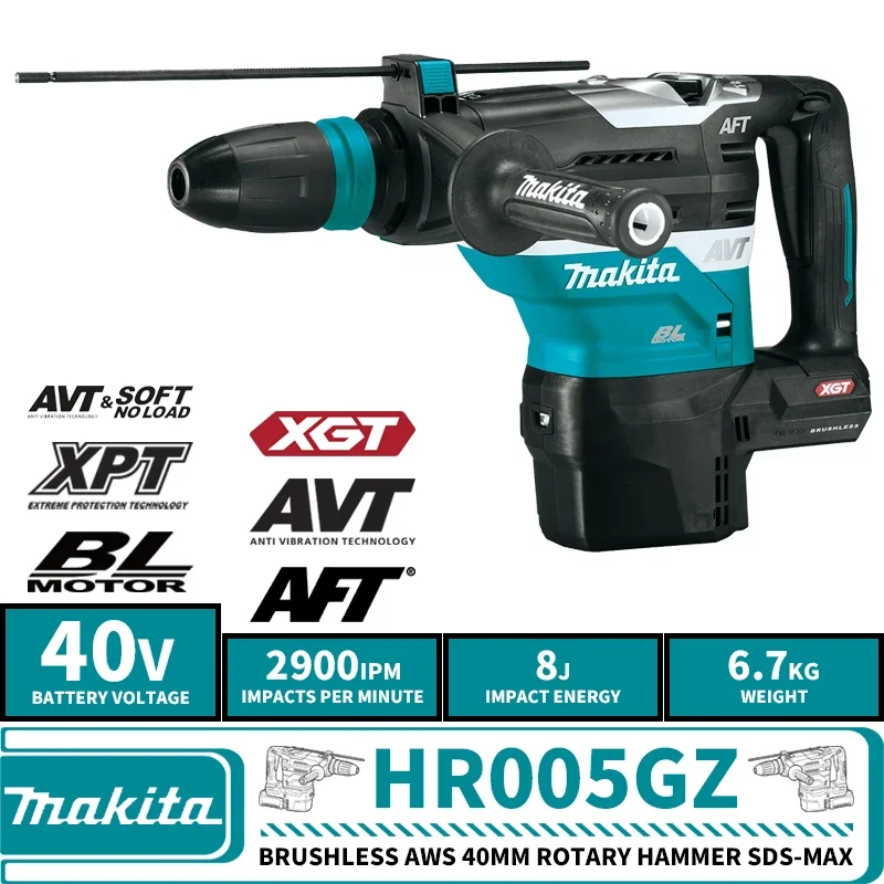 Makita HR005GZ Brushless Cordless AWS 40mm Rotary Hammer-SDS-Max XGT 40V Lithium Power Tools 8J 2900IPM