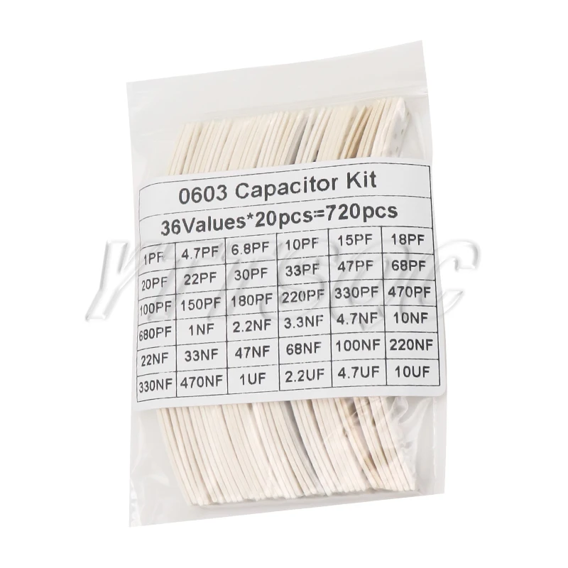 36 ค่า 1pF-10uF ตัวเก็บประจุอิเล็กทรอนิกส์ชุด 1206 SMD ตัวเก็บประจุเซรามิคชุด 22PF 47PF 22NF 100NF 2.2UF 4.7UF 0603 0805