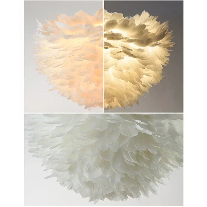 

Modern Decorative White Flower Plume Feather Pendant Light LED Designer Foyer Living Dinning Hanging Light Feather Pendant Lamp
